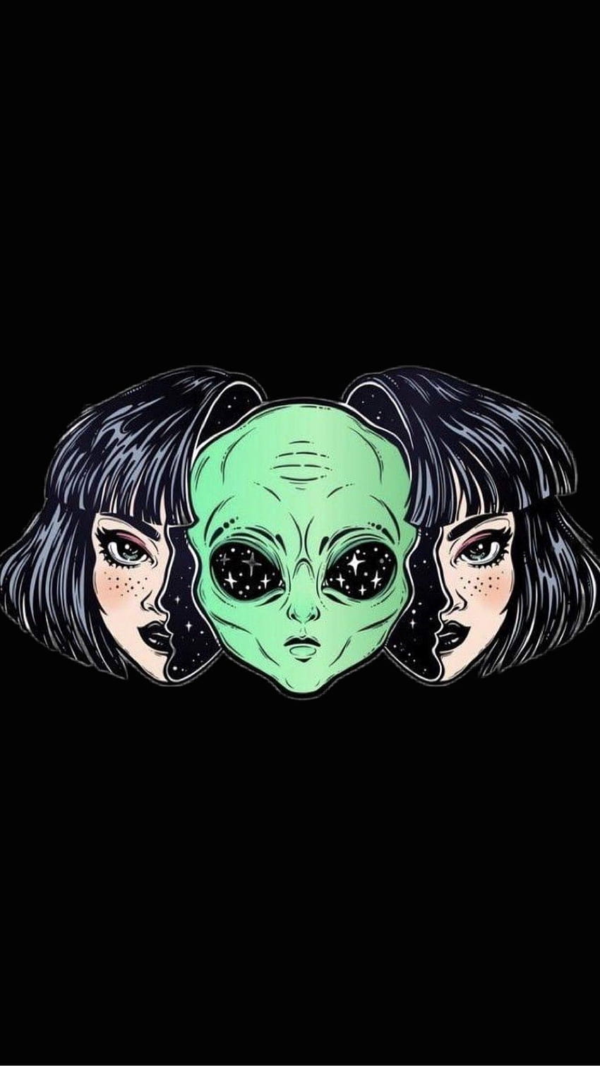 Black Lockscreen / / Backgrounds Aesthetic Alien Space Girl, alien aesthetic HD phone wallpaper