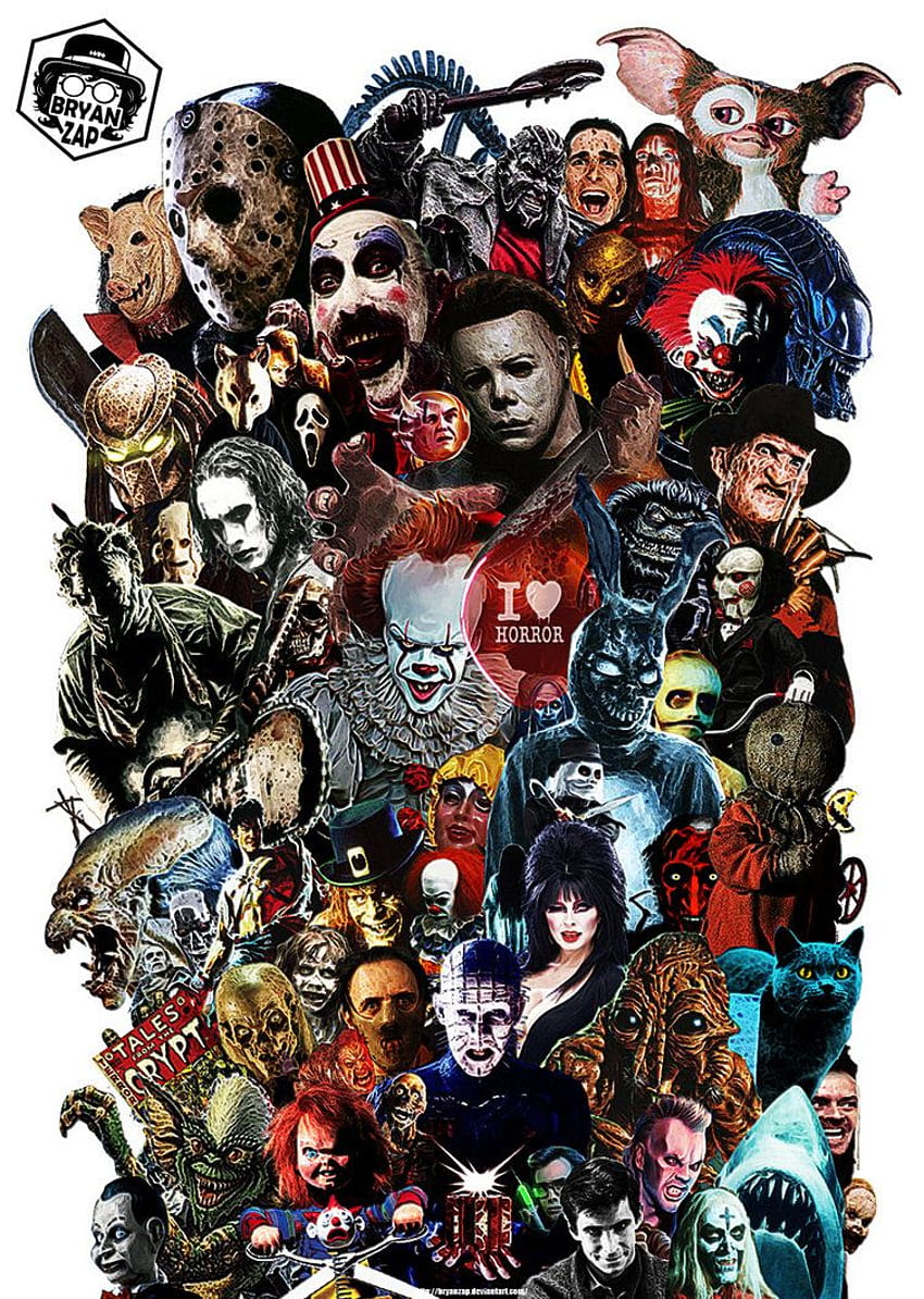 Изкуство на икони за филми на ужасите от https://www.deviantart/bryanzap на @DeviantArt, герои от филми на ужасите HD тапет за телефон