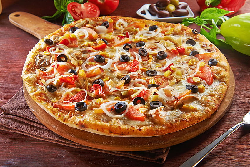Olive Pizza Fast food Alimentos, lahmacun papel de parede HD