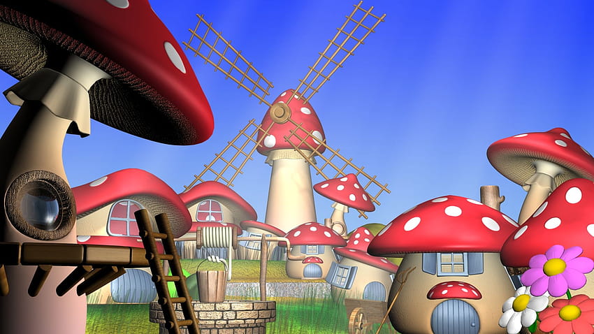 3d Cartoon Mushroom Village HD wallpaper | Pxfuel