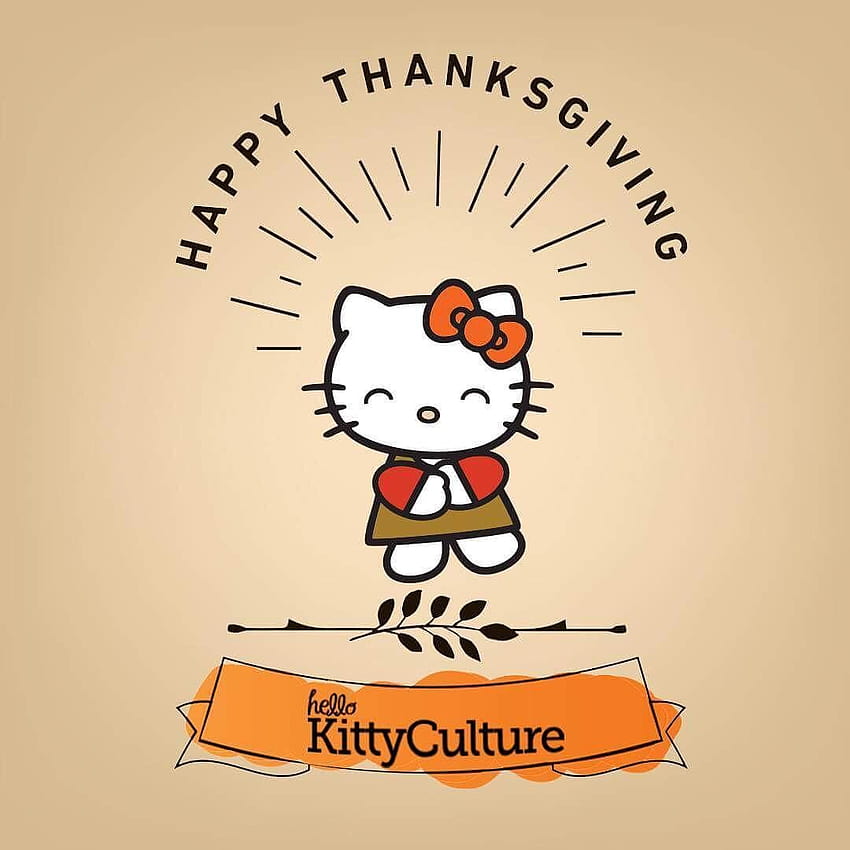 ¡Hello Kitty Culture les desea un Feliz Día de Acción de Gracias! Mostrar gratitud por el momento presente es el..., feliz día de acción de gracias hello kitty fondo de pantalla del teléfono