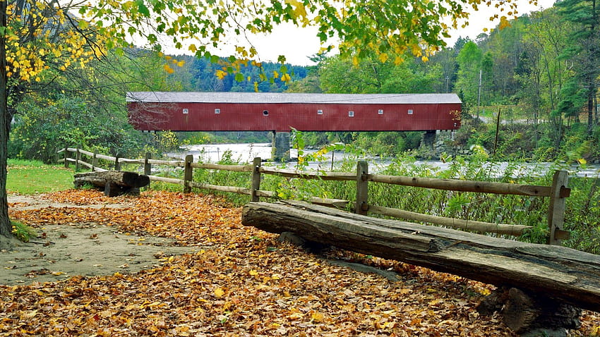 Sharon, Herbst, Webshots, Ozeanmond, Connecticut, Brücke, Cover Bridge Herbst HD-Hintergrundbild