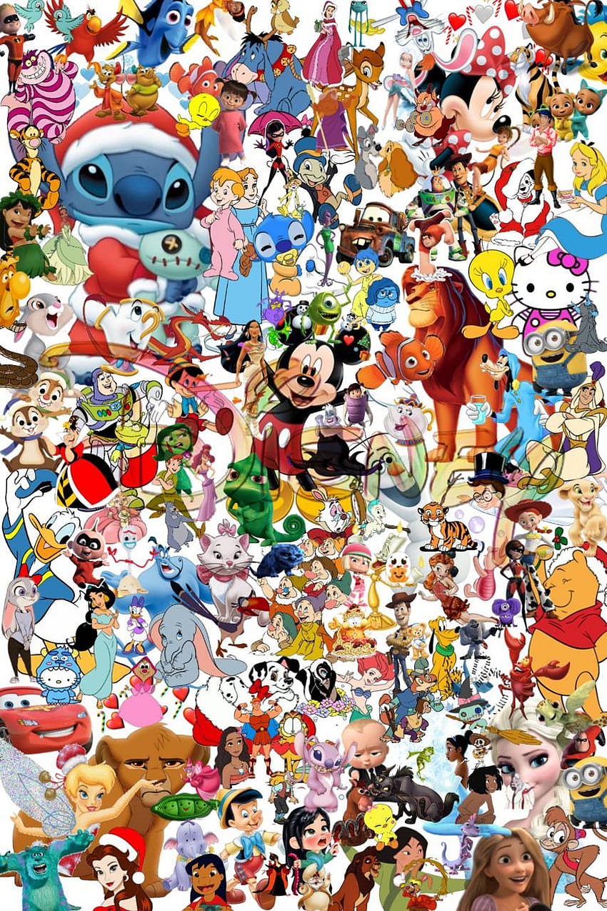 Disney Character Collage sur ... .chien, tous les anime mélangés Fond d'écran de téléphone HD