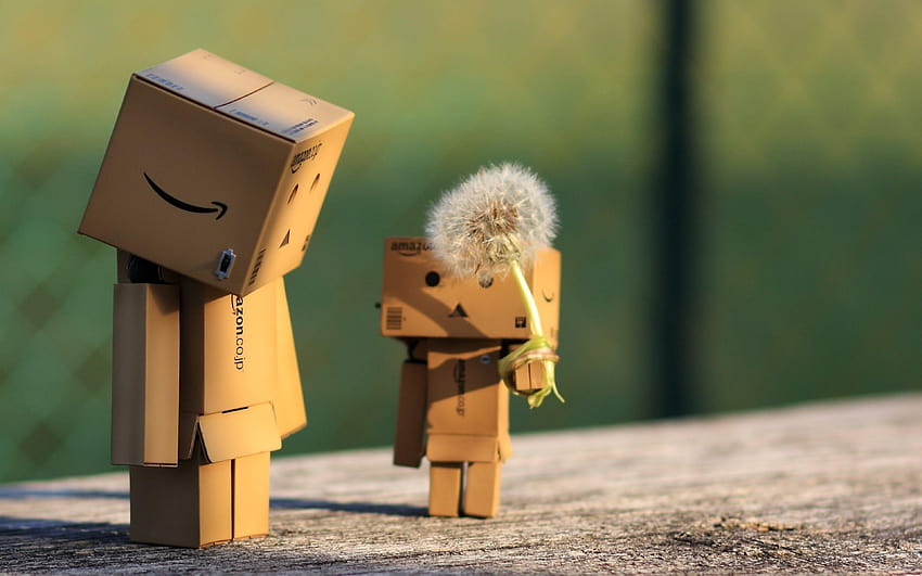 Danbo, mother and child, cardboard robot, cardboard boxes HD wallpaper