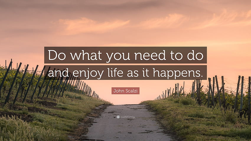 John Scalzi Quote: “Do what you need to do and enjoy life as it happens.” HD wallpaper