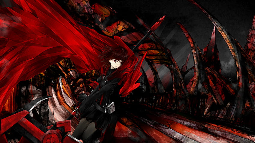 RWBY, Ruby Rose, Rot, Schwarz, Rooster Teeth, Anime Girls / und Mobile Backgrounds, rotes und schwarzes Anime Girl HD-Hintergrundbild