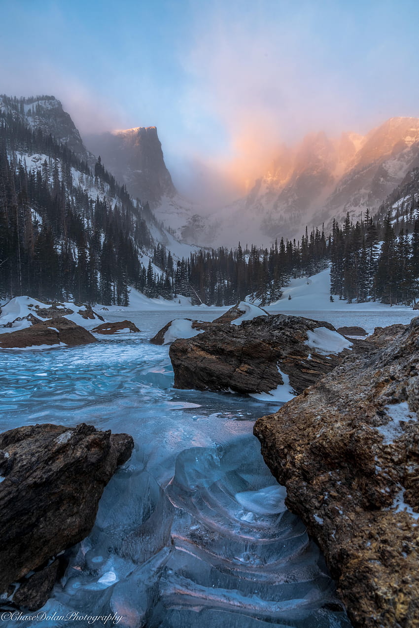 Dream Lake, Rocky Mountain National Park, rmnp зима HD тапет за телефон