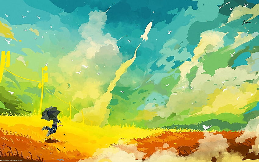 drawing, Colorful, Happiness, Rainbows, Happy, Rockets, Umbrella, colors and happiness HD wallpaper