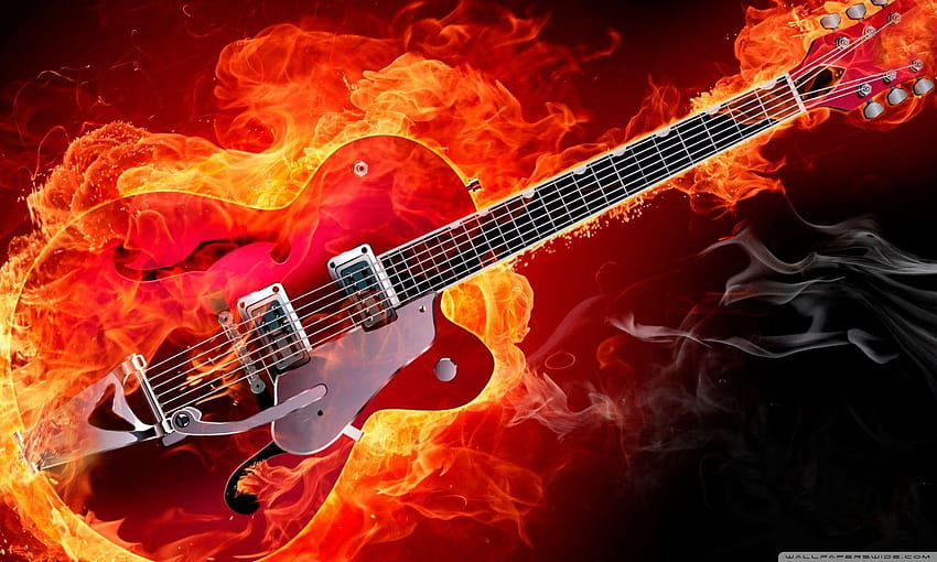 Rockabilly Electric Guitar on Fire ❤ for papel de parede HD
