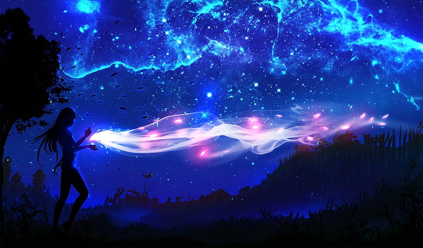 landscape magic night original ryky scenic silhouette sky tree HD wallpaper