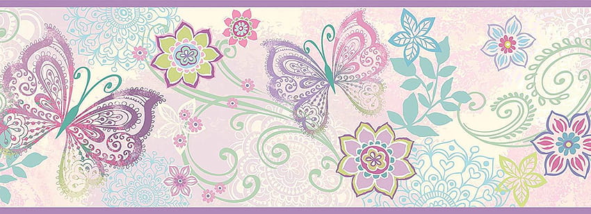 Chesapeake TOT46452B Fantasia Purple Boho Butterflies Scroll Fond d'écran HD
