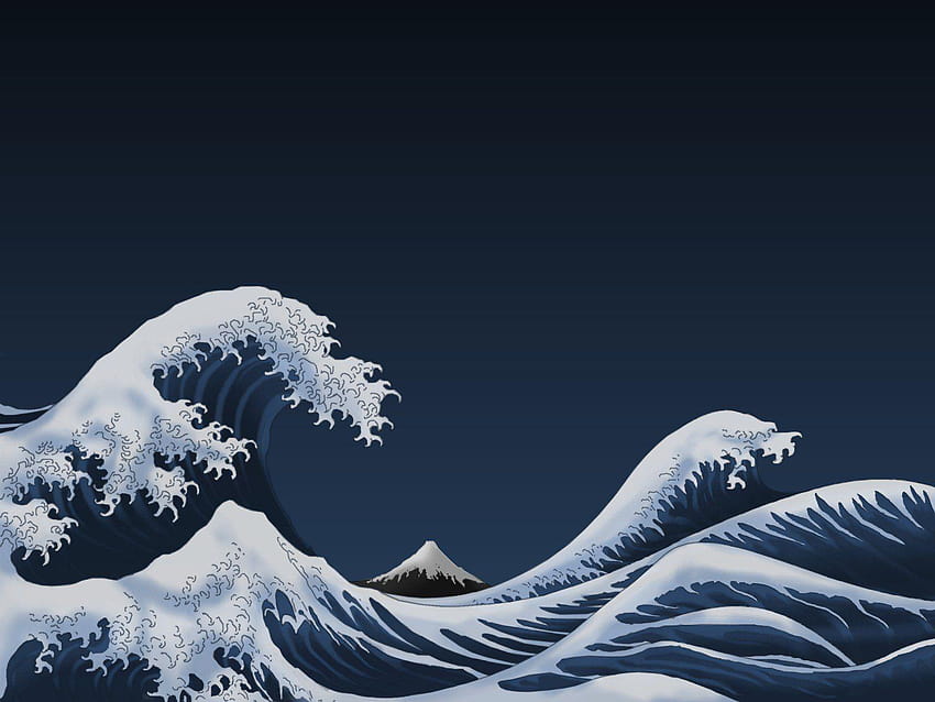 Katsushika Hokusai Sea Wielka fala u wybrzeży Kanagawa Thirty Tapeta HD