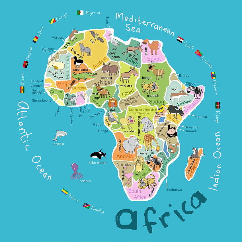 Kid's Map of Africa, south africa map HD phone wallpaper