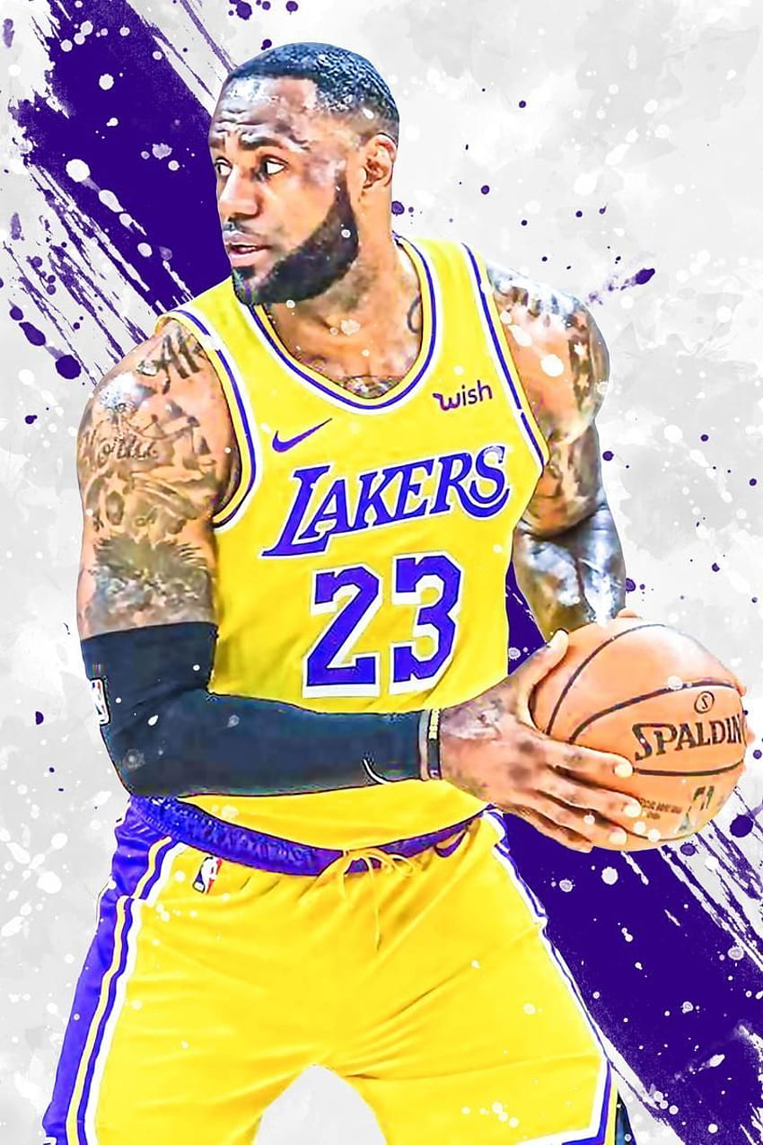 LeBron James Los Angeles Lakers Poster Print Sports Art, lebron james 2021 Sfondo del telefono HD