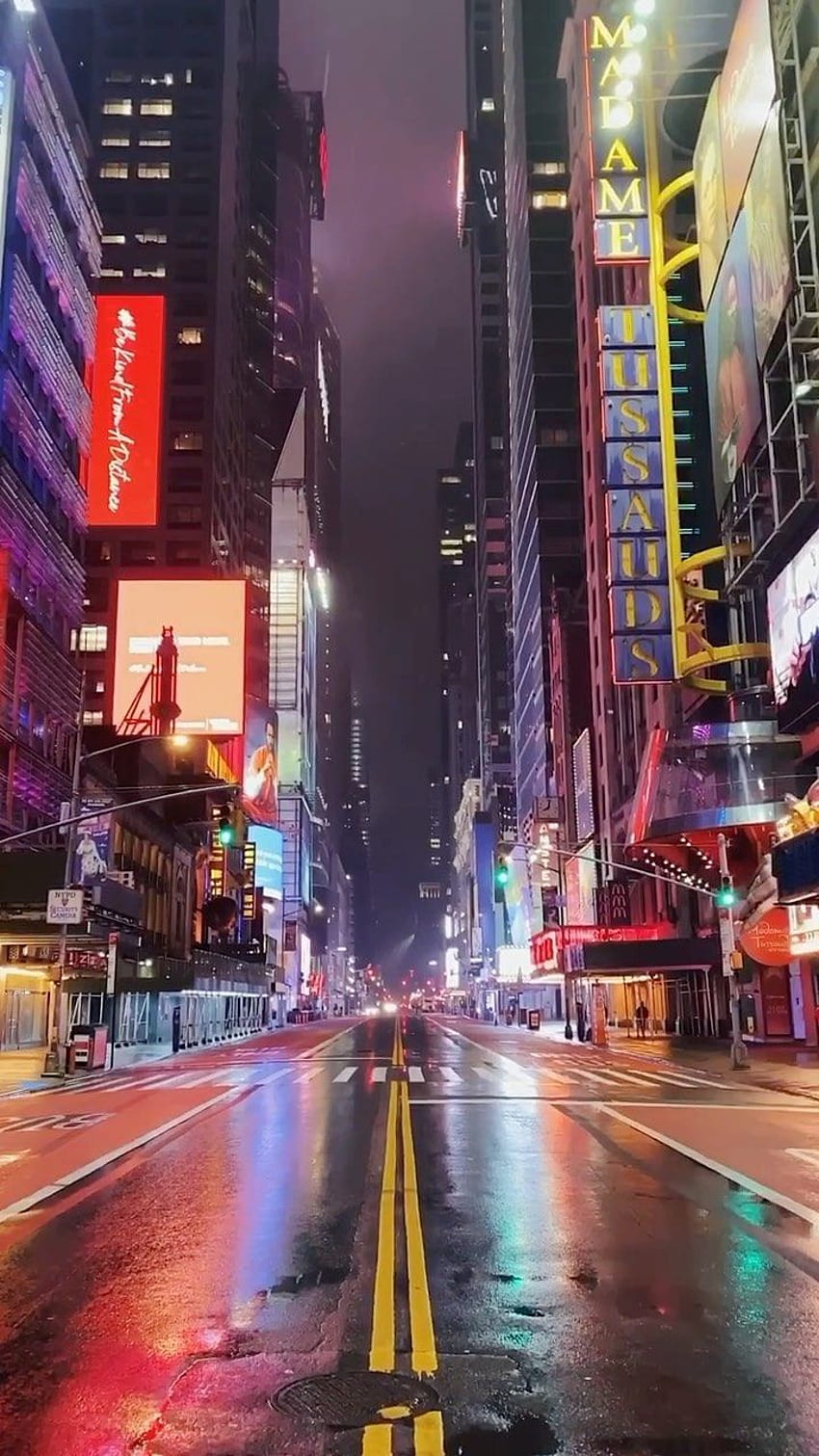 Instagramのnyclive：42nd Street。 2020 年 3 月。これほど空っぽの街は見たことがありません。 HD電話の壁紙