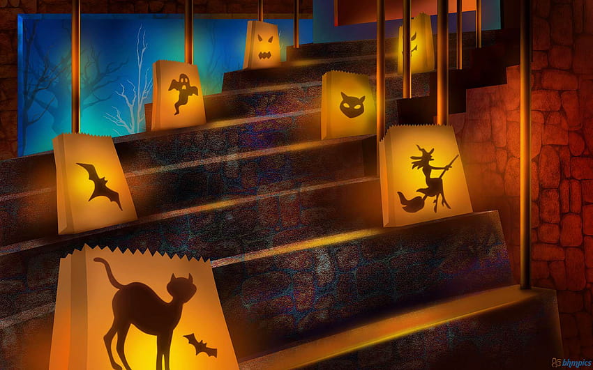 Vacaciones Decoración de Halloween 1920x1200, luces de Halloween fondo de pantalla