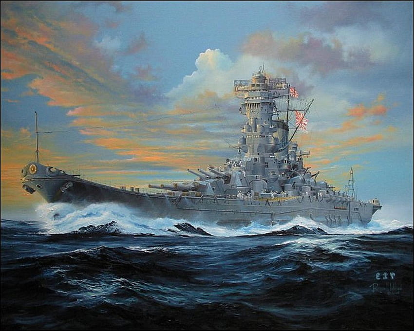 IJN Yamato Gemileri Sanatı Ordusu HD duvar kağıdı