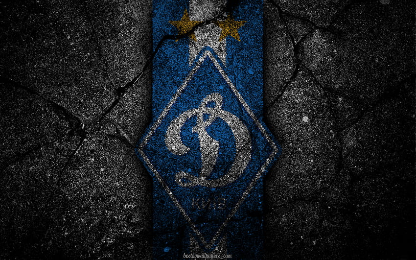 FC Dynamo Kyiv, logo, art, FCDK, football, Dynamo Kyiv, club de football, texture asphalte avec résolution 2560x1600. Haute qualité Fond d'écran HD