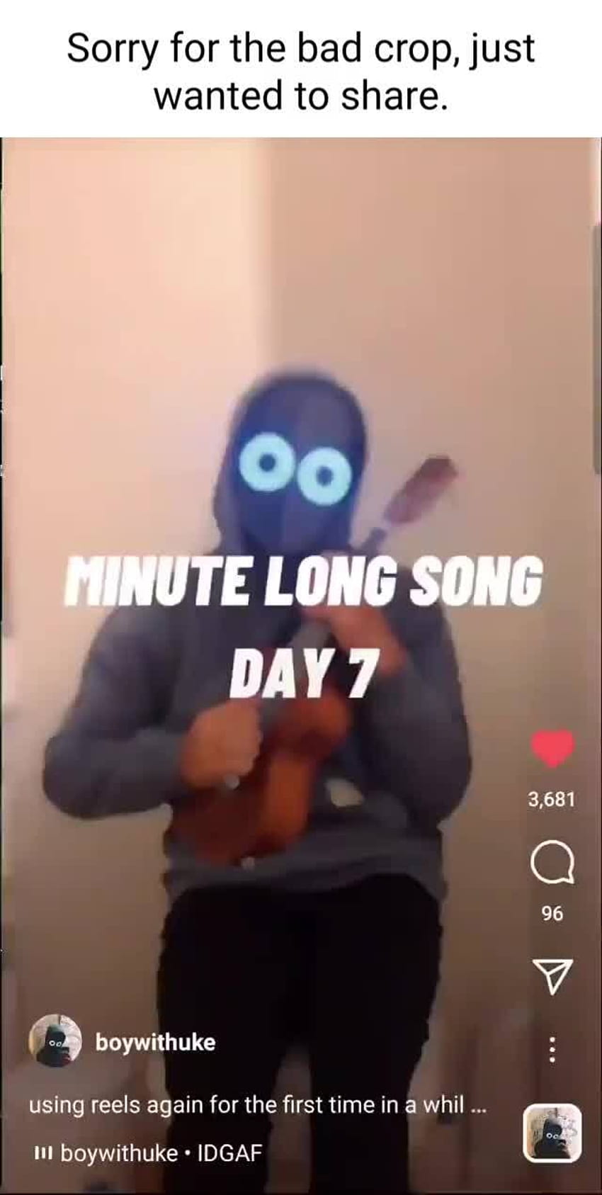 Sorry for the bad crop, just wanted to share. CO MINUTE LONG SONG 7/ 3,681 boywithuke using reels again for the first time in a whil boywithuke IDGAF HD phone wallpaper