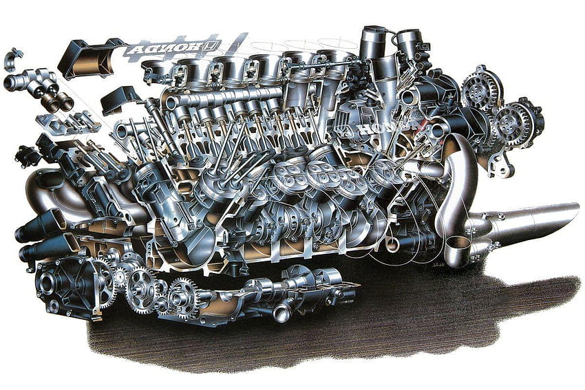 Honda V12 engine cutaway. Senna Powa!, honda engine cutaway HD wallpaper