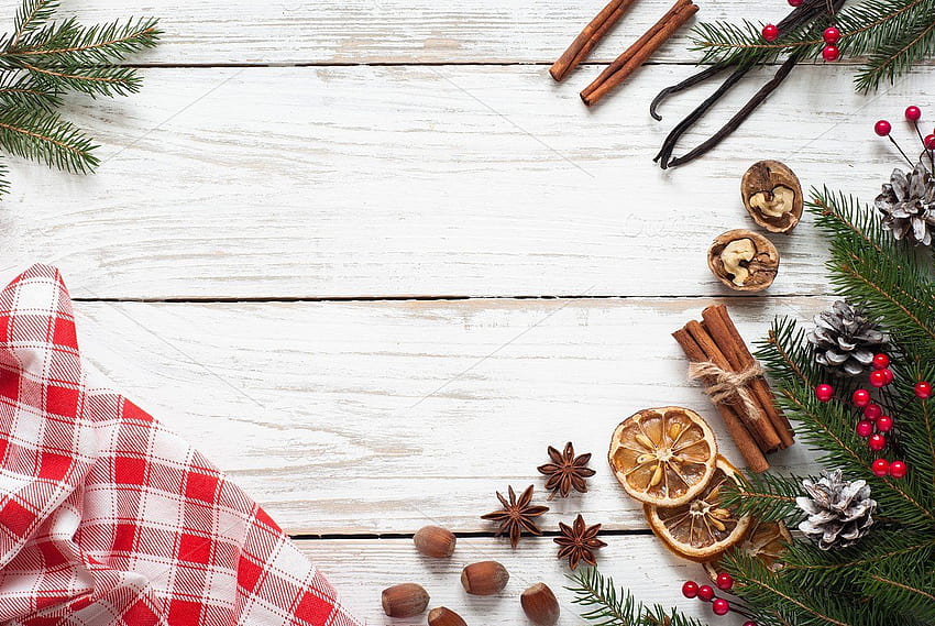 Spicy Christmas background. Baking ingredients., cute christmas food HD wallpaper