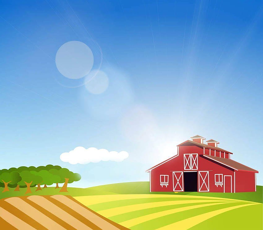 Romantische Farmqualität, Cartoon-Farm-Hintergrund HD-Hintergrundbild