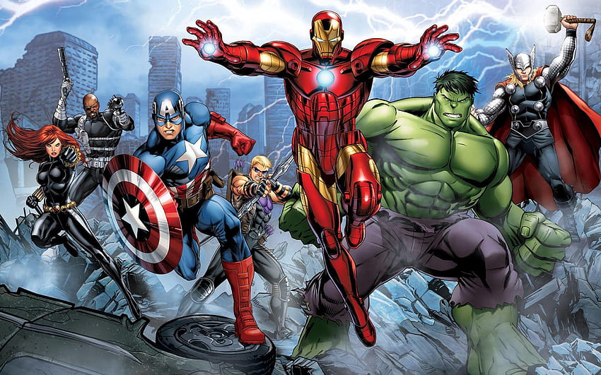 The Avengers, Iron Man, Hulk, Hawkeye, Thor, Captain America, Nick, keajaiban avengers iron man Wallpaper HD