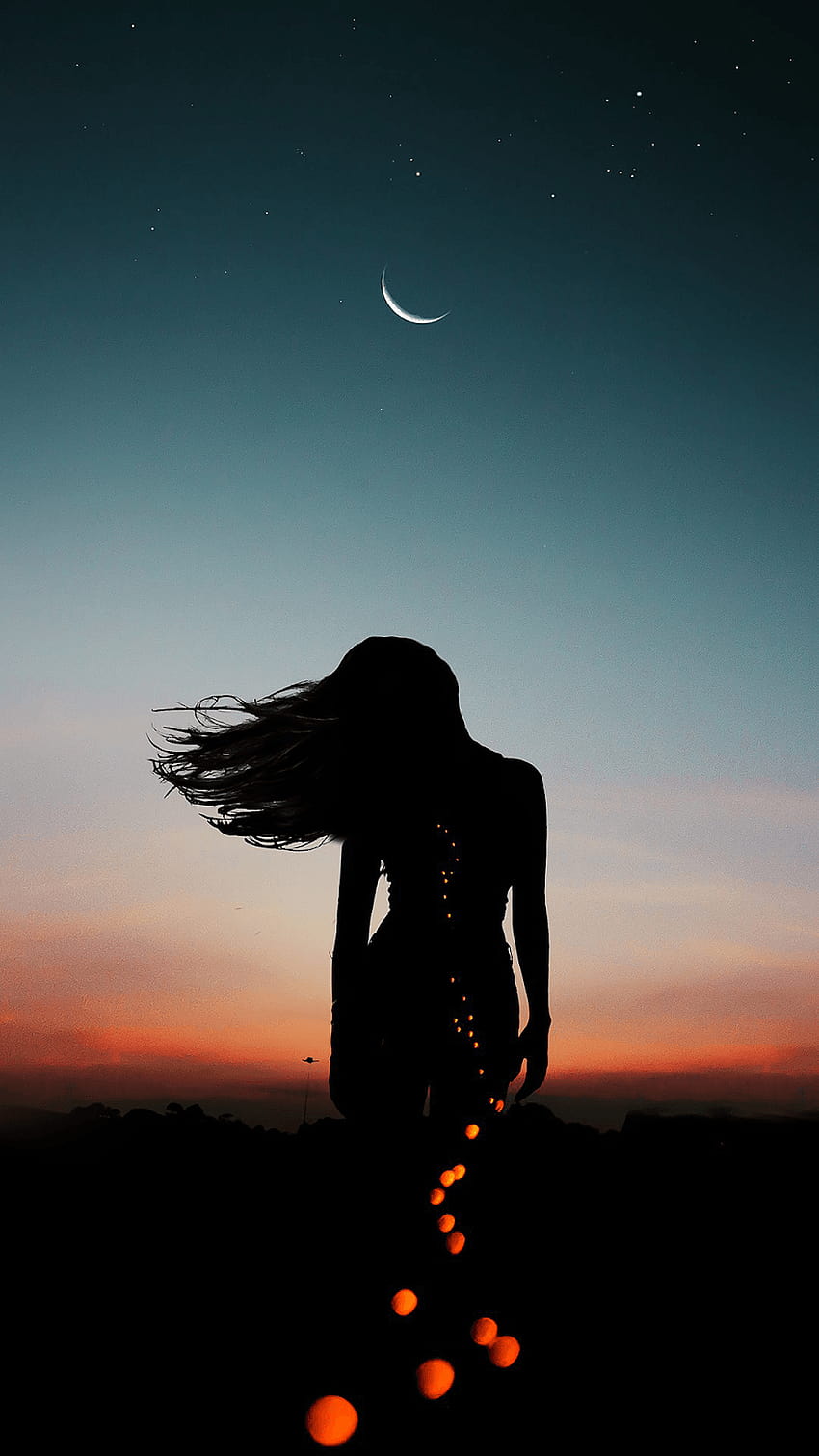 Alone in the night, lonely girl in summer night HD phone wallpaper