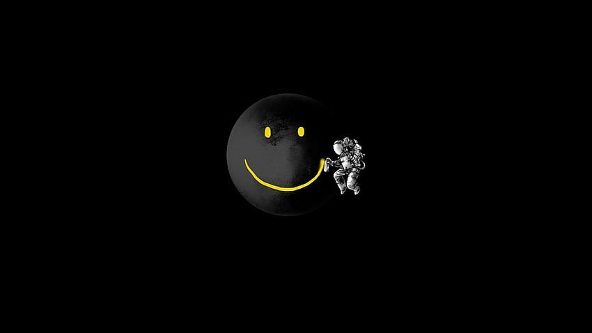 Smiley Face Czarne tła, śmiech emoji Tapeta HD