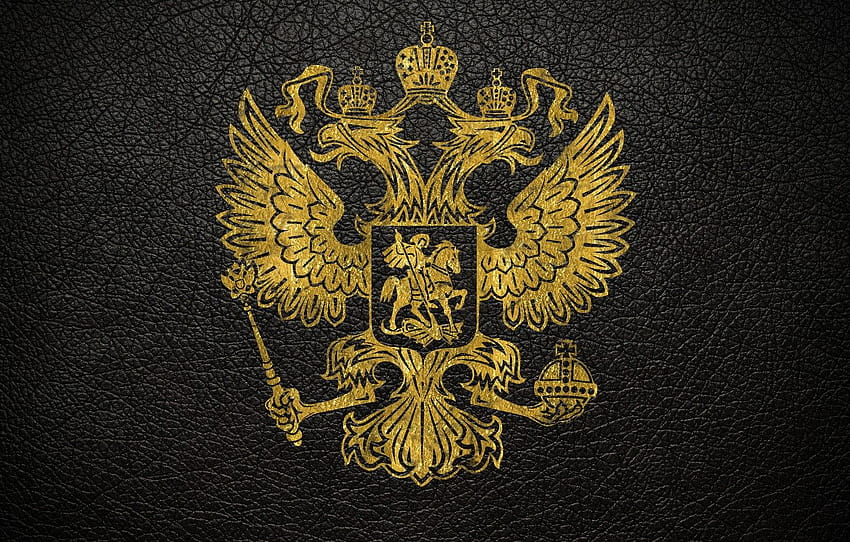 leather, gold, coat of arms, Russia , section разное HD wallpaper