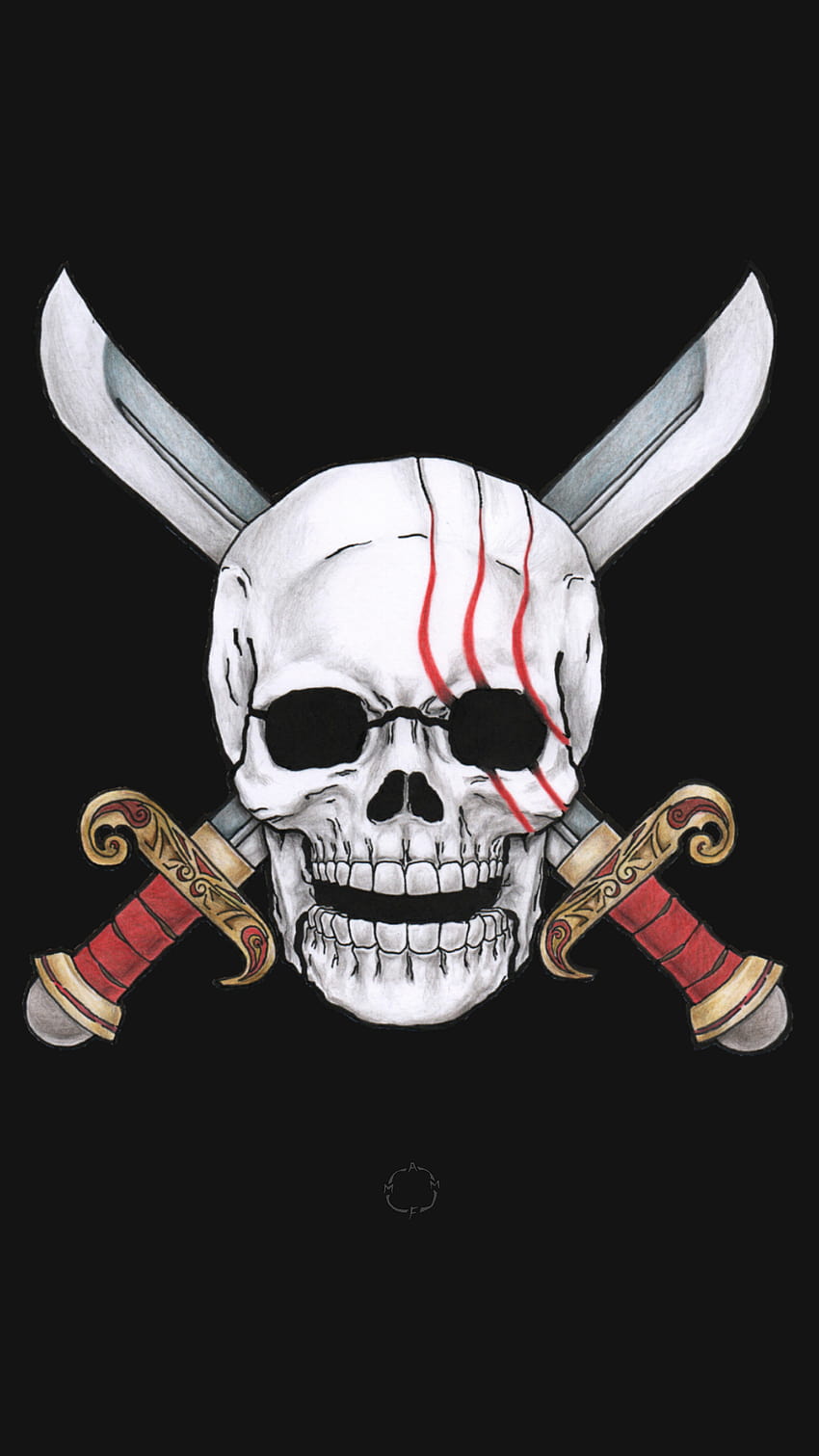 Narysowałem Jolly Rogera z Piratów Rudowłosych Shanksa i Piratów Rogera! Tapeta na telefon HD