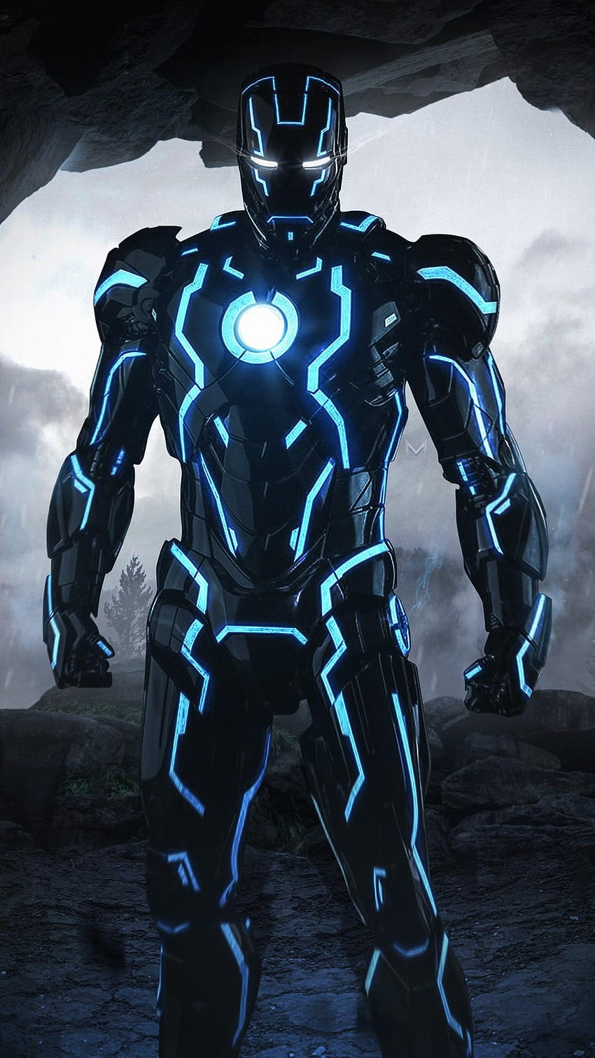 Neon Iron Man, ponsel android manusia besi wallpaper ponsel HD