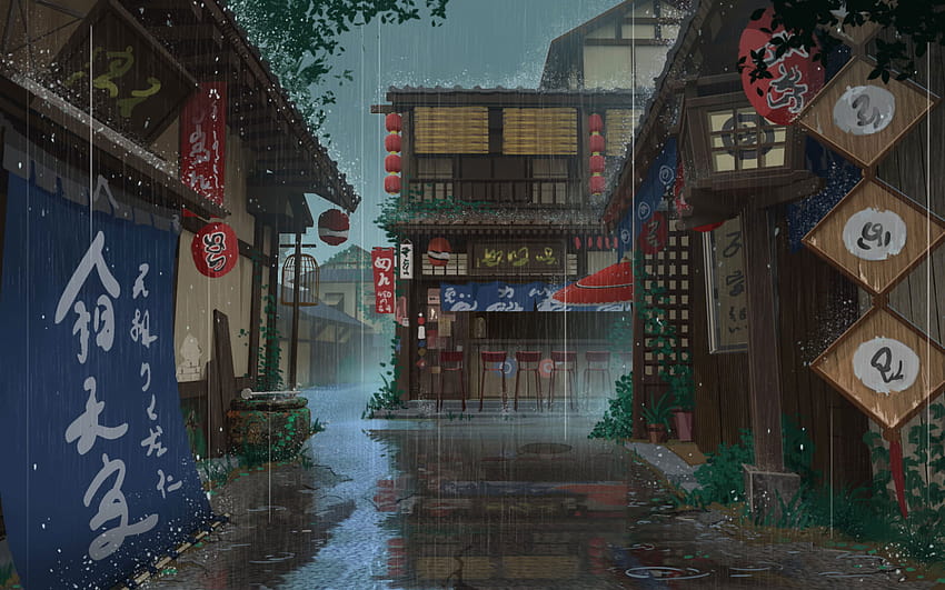 Anime, Original, House, Rain, Street • For You HD wallpaper