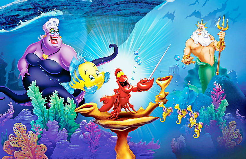 pequena, sereia, Disney, fantasia, animação, desenho animado, aventura, família, 1littlemermaid, Ariel, princesa, oceano, mar, fundos subaquáticos / e móveis, desenhos animados do mar papel de parede HD