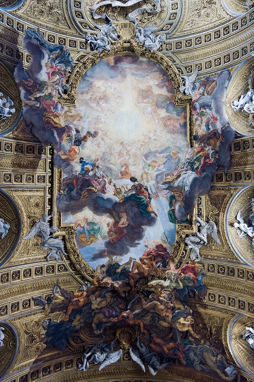 Barocco ceiling of The Church of the Gesù, art history HD phone wallpaper