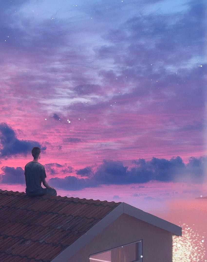 Rooftop sunsets in lo, lofi sky HD phone wallpaper