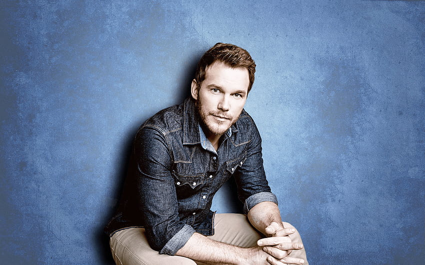 Chris Pratt, Aktor, Latar Biru / dan Wallpaper HD