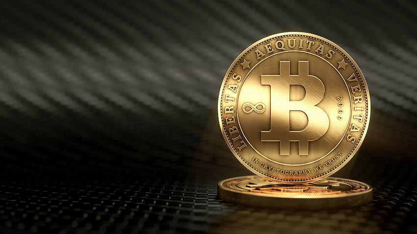 เหรียญทอง Bitcoin และ วอลล์เปเปอร์ HD