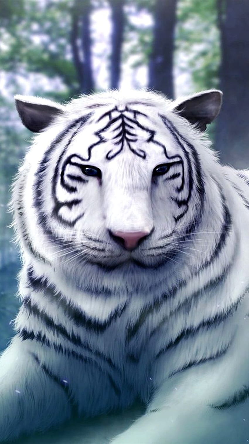 Wizard girl with the white tiger 750x1334 iPhone 8/7/6/6S, head tiger japanese iphone HD phone wallpaper