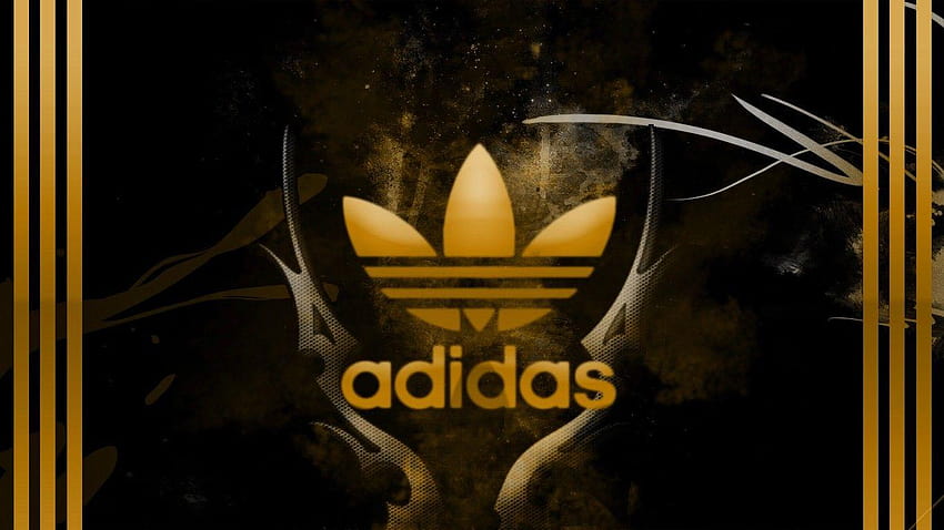 Logo Adidas dorato, nike vs adidas Sfondo HD