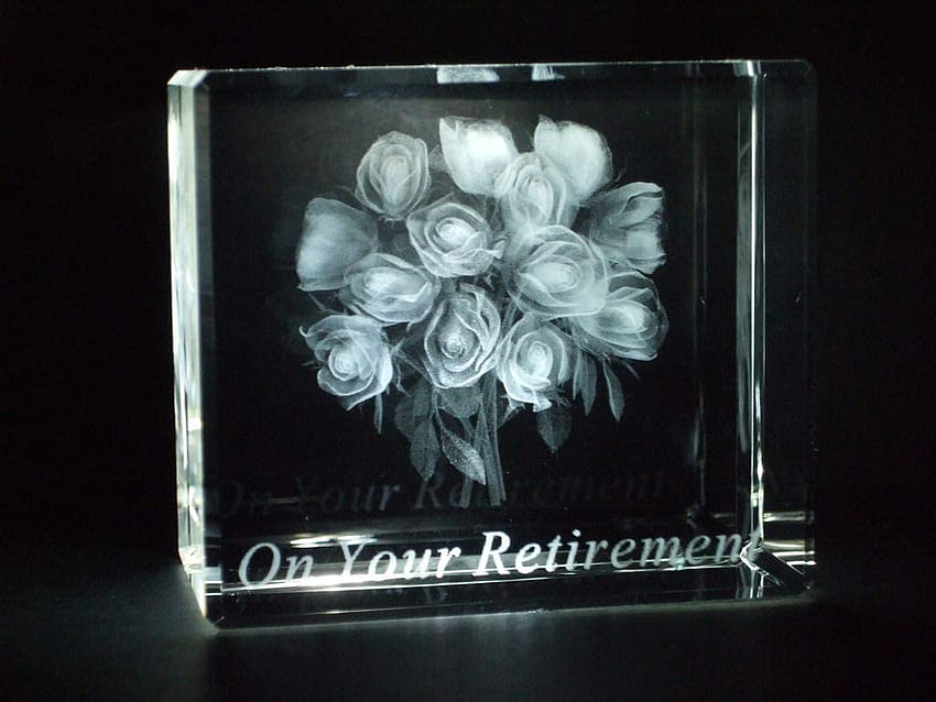 Crystal ON Your Retirement Roses Laser Paperweight 3 Dimensional 3685: Home & Kitchen HD wallpaper