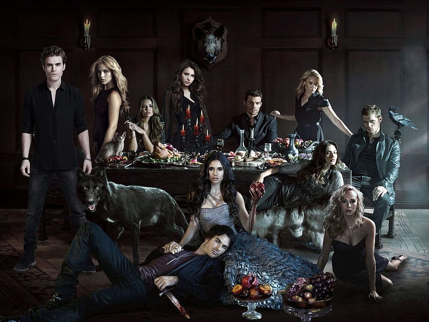 TVD The Vampire Diaries,Los originales Stefan,Rebekah,Davina,Katherine,Elijah,Camille,..., damon y klaus fondo de pantalla