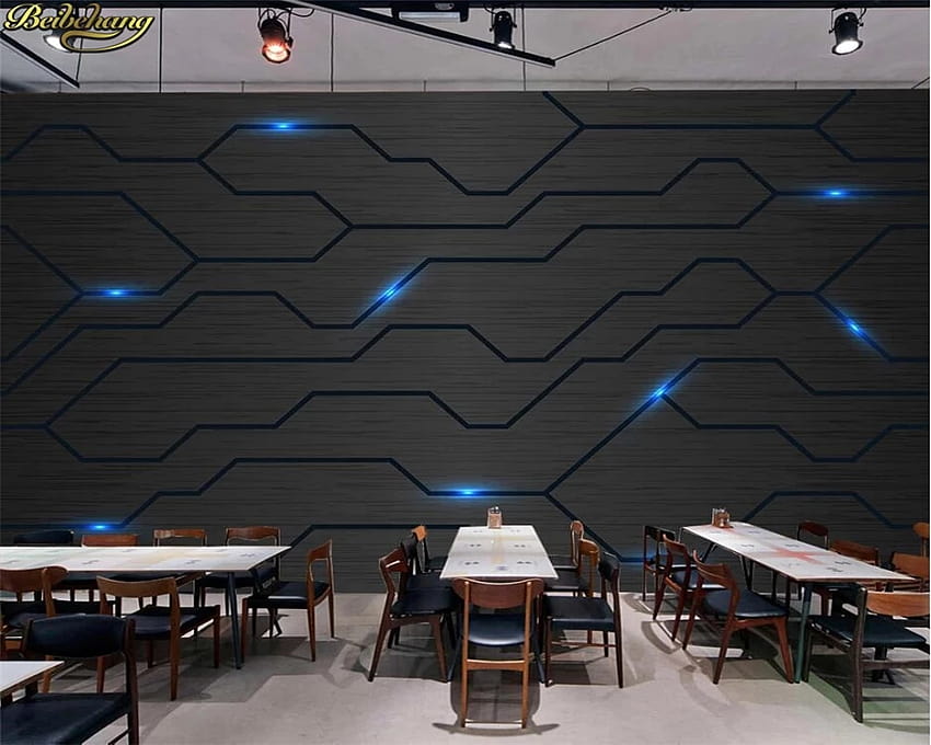 Beibehang 3D 검은 금속 회로 기판 산업 장식 벽 종이 기술 회사 장식 벽화 전자 스포츠 홀 인터넷 바 KTV HD 월페이퍼