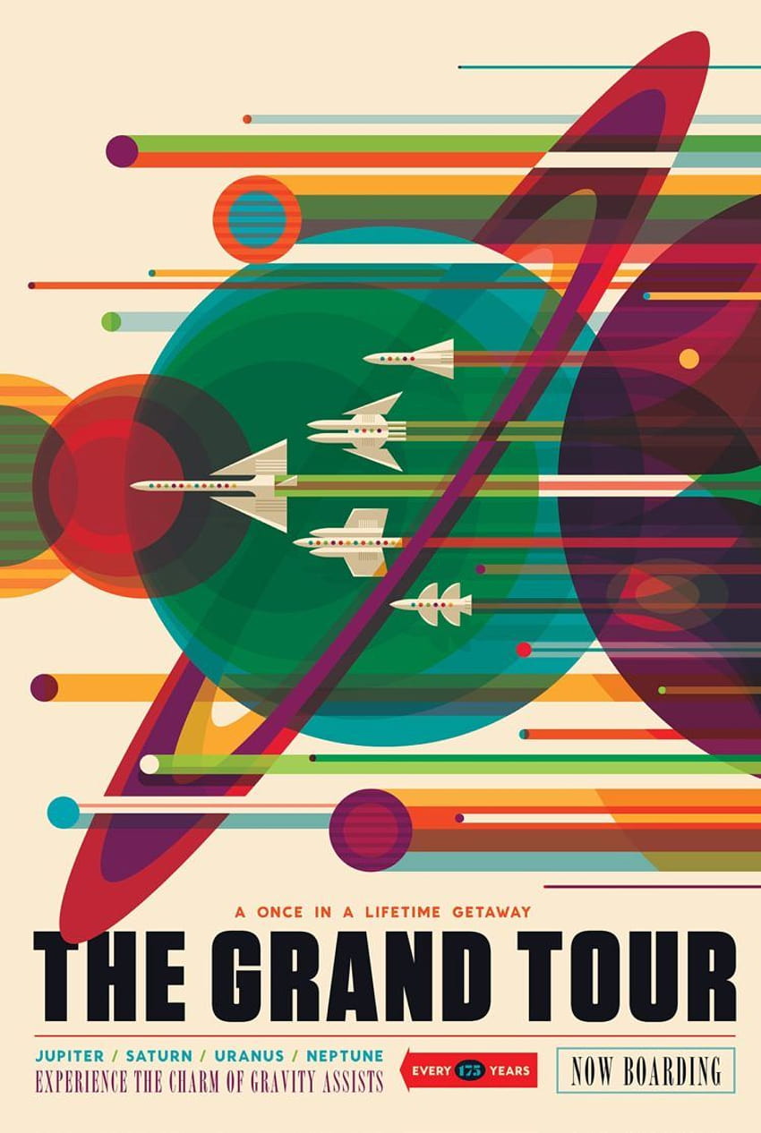 космос, планета, материален стил, плакати за пътуване, НАСА, научна фантастика, JPL HD тапет за телефон