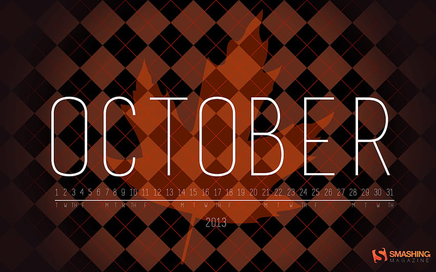 Calendarios: octubre de 2013, naranja de rombos fondo de pantalla
