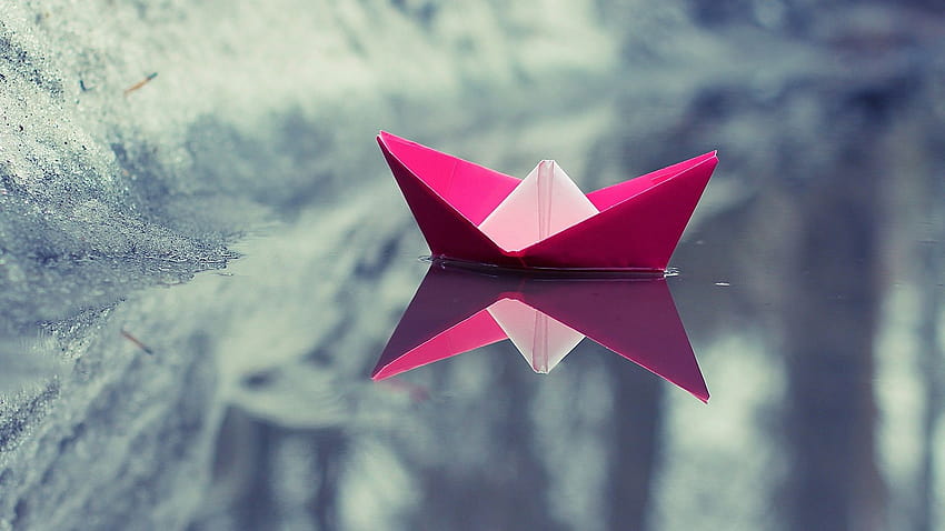 boat, Paper Boats, Water, Ice, Reflection, Nature, Lake, Origami / and Mobile Backgrounds HD wallpaper