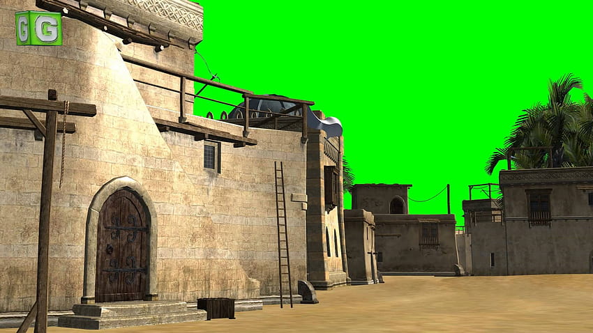 fundos de vídeo de tela verde da cidade do deserto 01, fundos de tela verde papel de parede HD