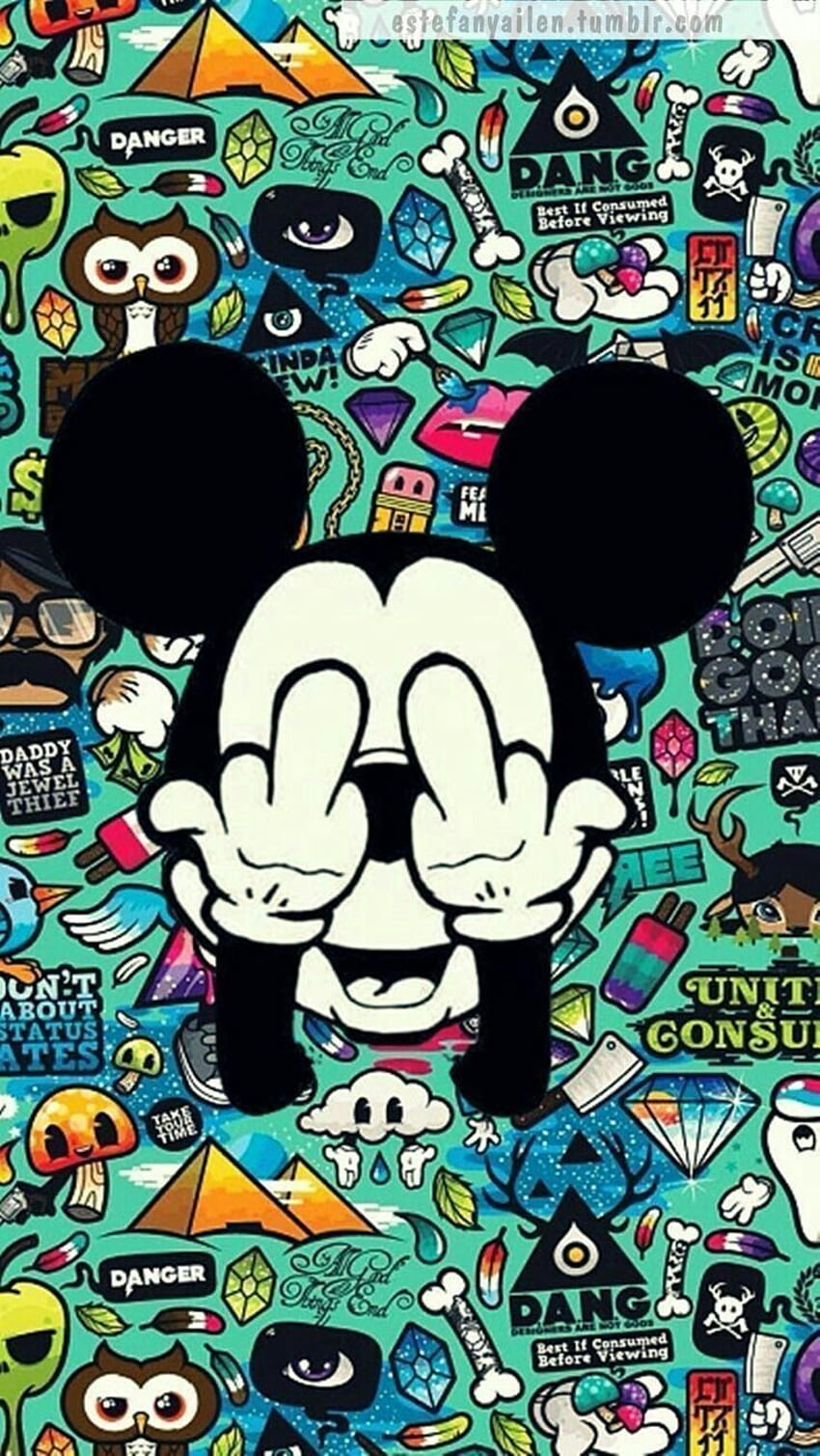 Mickey Mouse Obey iPhone on Dog, mickey mouse middle finger HD phone wallpaper