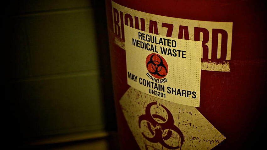 Biohazard waste warning sign needles text dark horror blood, biohazards HD wallpaper
