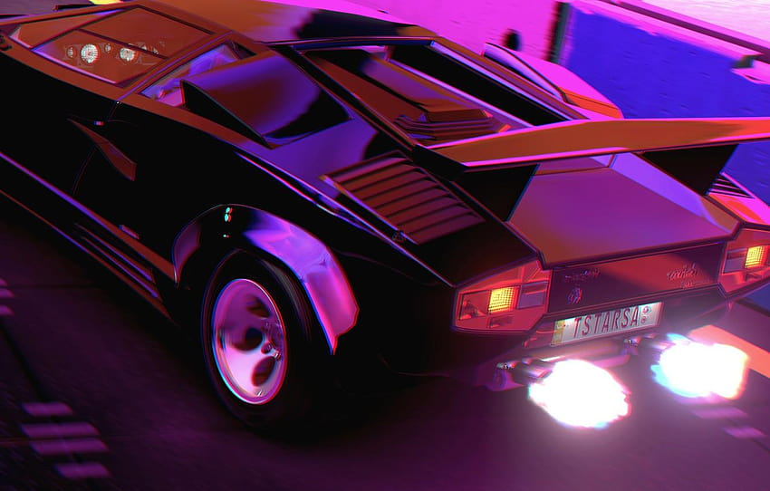 Music, Lamborghini, Fire, 80s, Neon, Countach, fire lambo HD wallpaper